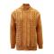Silversilk Apricot / Brown Zip-Up Woven Cardigan Sweater 7243